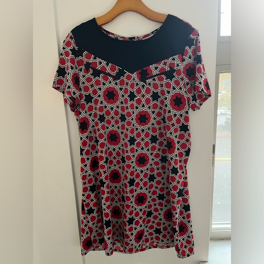 Red, White, and Blue Star Print Dress